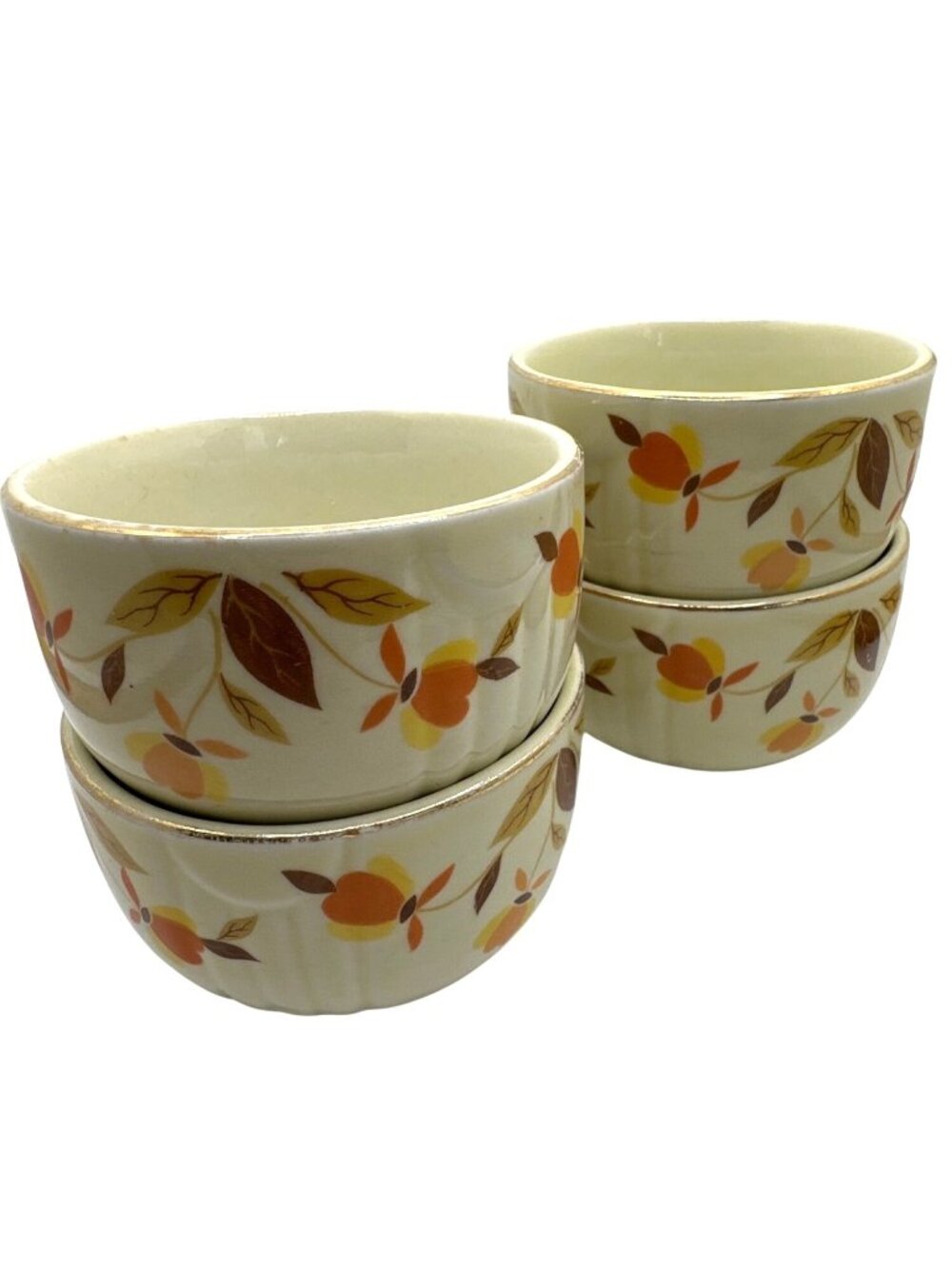 30s 50s Autumn Leaf Cutard Ramekin Bowls Tablescape Retro